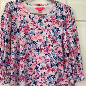 Lilly Pulitzer Lightweight Floral Sweatshirt Size Large